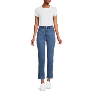 No Boundaries Juniors' High Rise Mom Jeans Medium Wash Straight Ankle 7 or 28